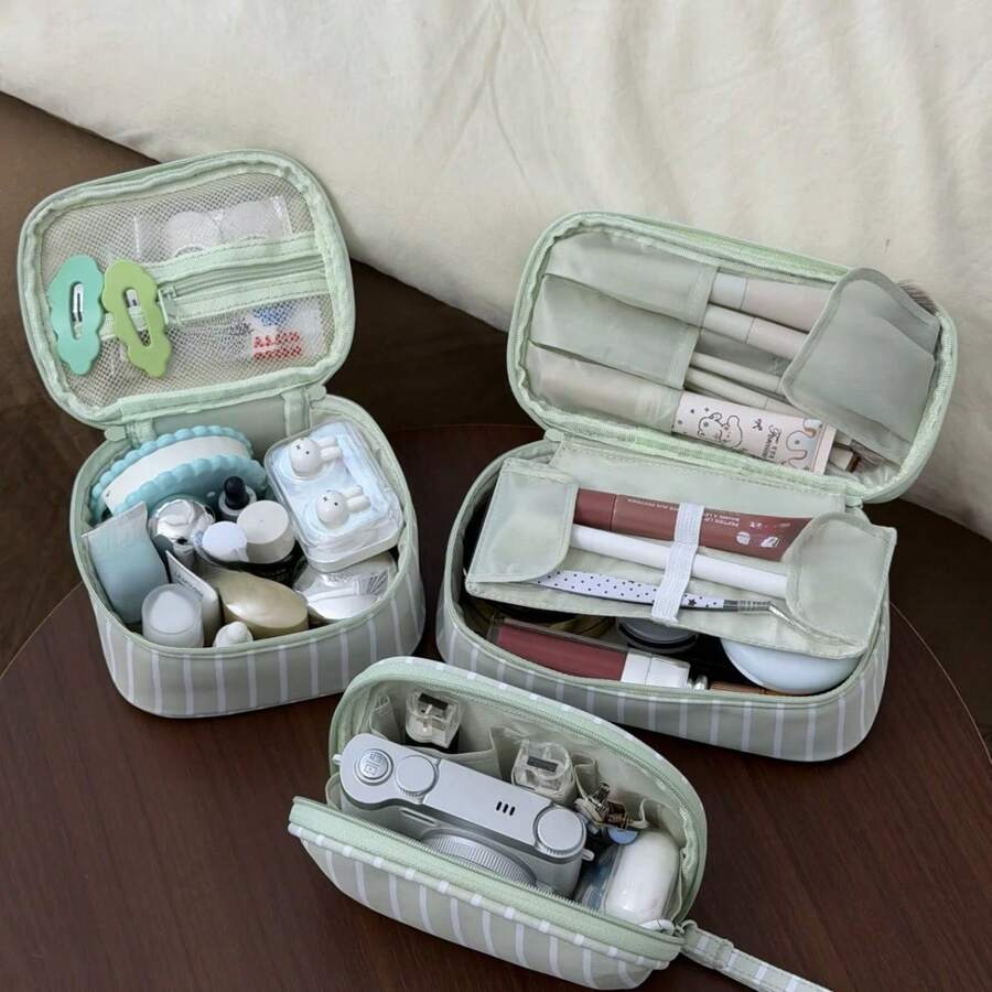 New Fashion Striped Makeup Bag, Portable Travel Cosmetic Storage Bag, Multi-Functional Toiletry Bag - Makeup Bag - View 1