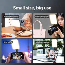 Buguangdeng 1pc LED Selfie Light, 3 Lighting Modes, Portable Clip-On Fill Light, Suitable For Makeup, Live Streaming, Zoom Meetings, Rechargeable Clip-On Video/Photo Lighting For Smartphone, Camera - Pink - View 4