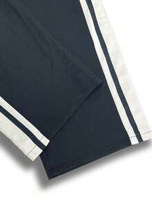 Men's Spring/Autumn Striped Drawstring Waist Pocket Casual Straight Leg Pants - Black - View 5