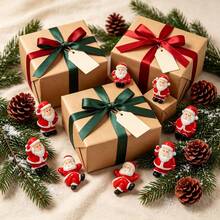 2pcs Christmas Mini Decorations, Mini Santa Claus Resin Figurines, Christmas Party Decor Supplies (Random Color) - Multicolor - View 2