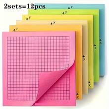 Grid Paper Sticky Notes, 6/12/18 Books, 7.62x7.62cm Per Page, Bright Colors, Math Grid Paper, Multiple X Y Axis Coordinate Grid Sticky Notes, Suitable For Office And School Supplies - Multicolor - View 11