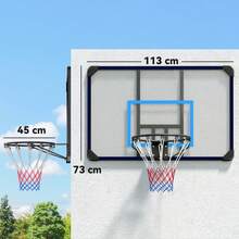 Wall-Mounted Basketball Hoop, Basketball Backboard With Rim And Net For Outdoor Use, Steel, 113 X 61 X 73 Cm, Ideal For Garden And Playground - 黑色+白色 - 查看 3