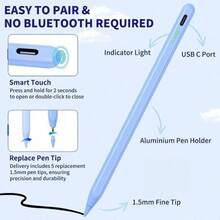 Universal Capacitive Stylus Pen Compatible With Ipad, Pencil Style Active Touch Pen, Compatible With Android And Apple Touchscreens, For Drawing And Handwriting - Multicolor - View 2