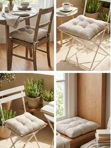 Made In Turkey Cushion 40*40 For Office & Garden & Kitchen Soft With Tie - Apricot - View 1