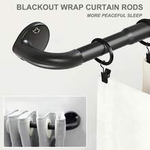 Wrap-Around Window Curtain Rod, Adjustable 35-148 Inches - Curved Light-Blocking Design, 90% Blackout Effect, Significant Room Darkening, Heavy Duty 3/4 Inch Matte Black Curtain Rod (Includes Easy Installation Accessories) - Full Sun Protection - Black - View 1