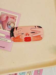 1pc Creative Mirror Phone Back Sticker Adhesive Folding Stand, Funny Cartoon Mirror Makeup Mirror For Girls, Sturdy Desktop Support For Watching Shows, Niche Design - Multicolor - View 14