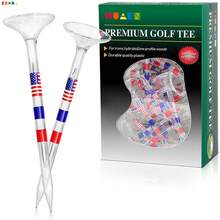 83mm Clear PC Cup Golf Tee With US Flag Printing, Transparent Flag Printed Golf Ball Holder Tee, Durable Golf Training Accessory - A - View 1