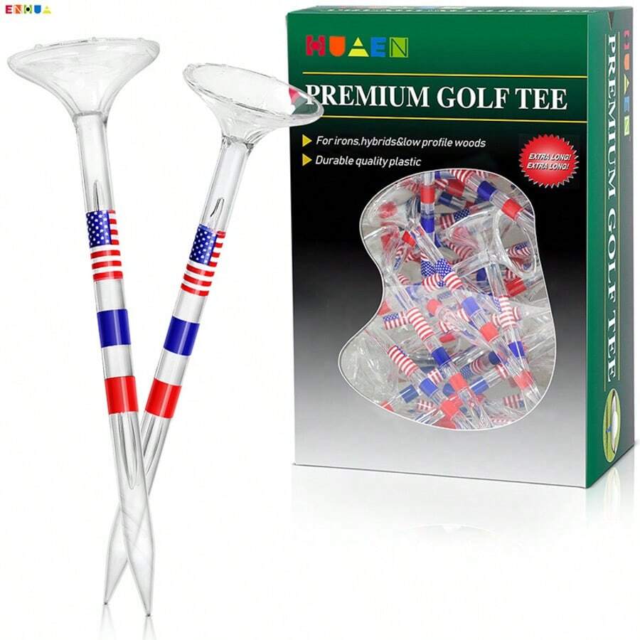 83mm Clear PC Cup Golf Tee With US Flag Printing, Transparent Flag Printed Golf Ball Holder Tee, Durable Golf Training Accessory - A - View 1