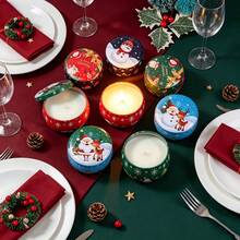 60pcs Christmas Candle Making Kit, 8pcs 2.5oz Random Christmas Pattern Empty Metal Candle Jars, Wicks, Wick Stickers, Wooden Wick Holders, DIY Scented Candle Handmade Set, Holiday Gift - Multiple Styles - View 8