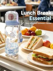 1pc 600ml Large Capacity Cross-Body Rope Officially Licensed Miffy Rabbit Water Cup, A Portable Leak-Proof Travel Cup, A Cute Cartoon Insulated Drinking Cup, Suitable For Students And Girls For Outdoor Daily Use - Clear - View 7