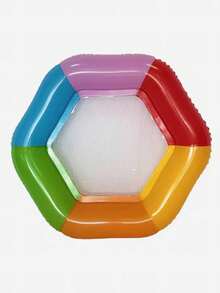 1pc Hexagon Colorful Inflatable Floating Bed Summer Pool Entertainment Double Large Size Thickened Water Float - Multicolor - View 8