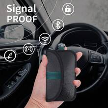Pack Of 2 Portable PU Car Key Protection Bags Equipped With Carry Hook,Durable Vehicle Key Fob Cover Pouch For Outdoor Travel And Everyday Key Storage - Black - View 6
