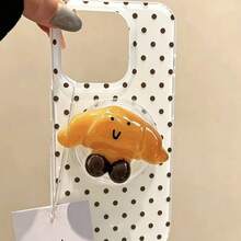 Transparent Bottom Croissant Adhesive Phone Holder, Compatible With All Phones, Cute Desktop Stand - Burnt Orange - View 2