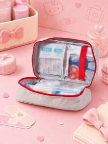 SANRIO 1Pc Hello Kitty Print Medical Bag,Portable Multiple Pockets First Aid Organizer With Handle,Zipper Travel Storage Pouch For Home,Outdoor & Daily Use - Multicolor - View 6