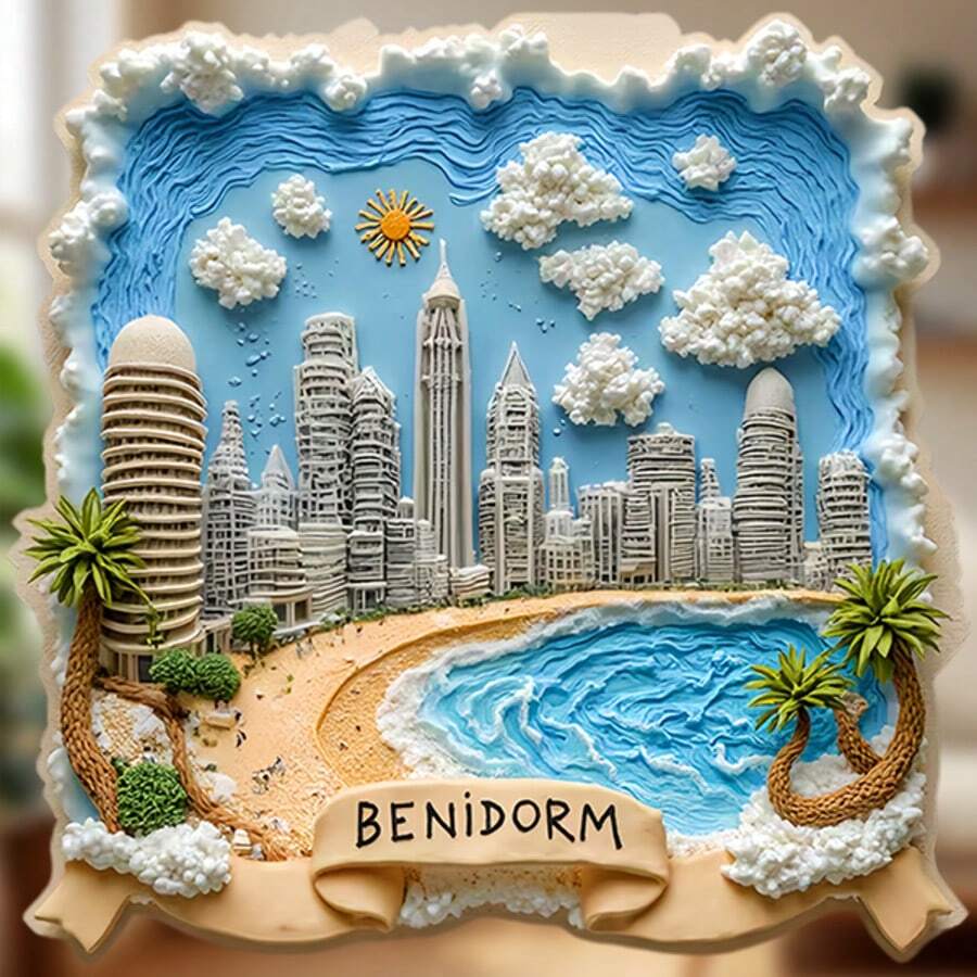Benidorm Cloud-Framed Skyline Rising Over Golden Sands Magnet Where The Mediterranean Sings In Sunlit High-Rise Harmony Keepsake For All Metal Surfaces Throughout The Home - A - View 1