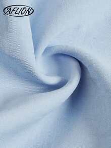 Aflion Women's Light Blue Zipper Lapel Long Sleeve Shirt, Side Ruched Fitted Cropped Top, Halloween Commute Daily Casual Blouse - Blue - View 4
