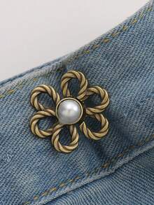 5/3pcs Adjustable Elastic Waist Flower Buckle Clip, No-Sew Removable Waist Cincher, Fashionable Pants Waist Buckle Clip - Multicolor - View 9