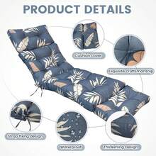 Outdoor Folding Lounger Chair Cushion Recliner Rocking Chair Sofa Mat Deck Chair Cushion For Yard Patio Beach Pool Deck For Outdoor Folding Chaise Lounge Chair Cushion For Beach Sunbathing Patio - 藍白色 - 查看 12