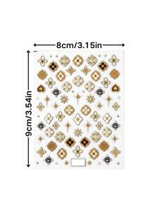 1pc Vintage Gold Foil Four-Leaf Clover Star Heart Face Decoration Sticker, Exquisite Embossed Metal Flower 3D Eye Makeup Sticker, Gentle Luxury Style Photography, Wedding, Stage Makeup Accessory, Multi-Style Gold Pattern Waterproof Sticker, Can Be Applied To Forehead, Cheeks, Collarbone, Atmosphere Exquisite Girl Versatile Face Makeup Decoration Sticker Set - Multicolor - View 6