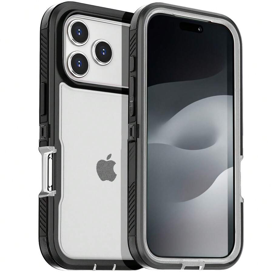 Casing Ponsel: Kompatibel dengan iPhone 17 Pro Max 16 15 14 13 12 Pro Max, Menampilkan Desain Patchwork Dua Warna, Modis dan Minimalis, Memberikan Perlindungan Menyeluruh, Tahan Guncangan dan Casing Pelindung Ponsel yang Tahan Lama.