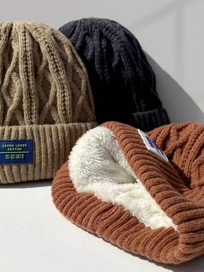 1 Peça Gorro de Malha com Forro Térmico Versátil e Fashion para Mulheres, Quente e Versátil para Outono/Inverno, Gorro Casual Personalizado para Ciclismo ao Ar Livre, Gorro de Inverno de Natal, Gorro de Esqui, Praia, Férias