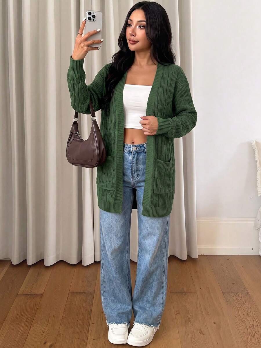 New Fashion Elegant Casual Ladies Knitted Cardigan - Green - View 1