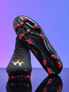 STARNOVO Men's Plus Size High-Top AG Football Shoes, Non-Slip Long Stud Outsole Breathable Sock Collar Athletic Shoes, Suitable For Artificial Turf Training And Matches EUR35-48 - Black - View 3