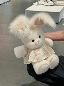 Fluffy White Rabbit Plush Doll, Cute Stuffed Rabbit, Holiday Party Decoration And Gift - Multicolor - View 8