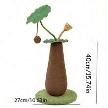 Cat Scratching Post, Indoor Cat Lotus Leaf Scratching Post, Stable Upright Cat Scratcher With Interactive Hanging Ball And Plush Base, Cute Kitten Paw Teething Toy, Pet Happy Play, Halloween Christmas Gift - Lotus Seedpod Cat Scratch Pillar - View 2