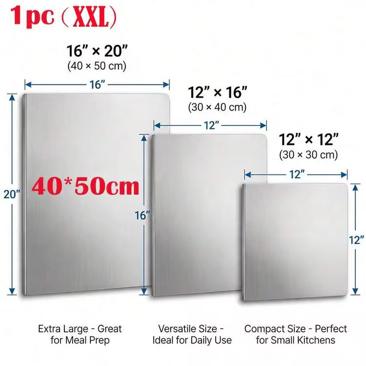 Large Pure Titanium Cutting Board With Lip, 2026 New Titanium Cutting Boards For Kitchen, Metal Meat Chopping Board Mat Set For Stainless Steel & Food Prep - View 10