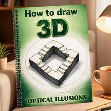 3D Optical Illusion Painting Tutorial Notebook, Learn To Draw Complex 3D Pattern Artworks, Spiral Bound, Suitable For Adult Leisure And Stress Relief, Multiple Styles Available (Pen Not Included) - Single Piece - View 1