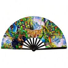 1 buah Kipas Kung Fu Bermotif, Kipas Lipat Kain, Alat Peraga Genggam untuk Pertunjukan Tari, Warna dan Posisi Motif pada Setiap Kipas Mungkin Sedikit Berbeda, Dikirim Secara Acak - MultiWarna - View 10