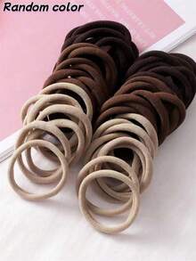 50/100pcs Ikat Rambut Minimalis Wanita Elastisitas Tinggi Cocok untuk Penggunaan Sehari-hari - Kopi - View 12