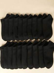 1/5/10/20/30 Pairs Unisex Short Socks, Low-Cut Invisible Socks, Soft Breathable Moisture-Wicking, Suitable For Casual, Sports, Business Wear, All-Season, Back To School - Black - View 3