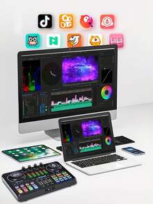 Papan Suara Podcast - Papan Mixer DJ Musik XLR 48V, Dj20 | Daya Phantom 48V, Port XLR untuk Mikrofon, Antarmuka Audio Instrumen, Bluetooth, untuk Streaming , Laptop, Komputer - DJ20 Podcast Mixer - View 9