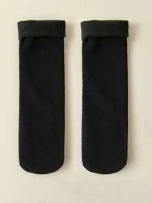 1/5 Pairs Solid Color Minimalist Thick Mid-Calf Socks, Soft Comfortable Neutral Warm Socks, Floor Socks, Casual Warm, Antibacterial Moisture-Absorbing, Suitable For Home Wear - Multicolor - View 6