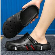 Men's Clog Slippers With Soft Cushioning, Breathable Outdoor Beach Sandals, Dual-Wear Slides - Black - View 7