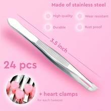 24PCS/12PCS Bulk Tweezers, 3.5 Inch Stainless Steel, Angled Tip | First Aid Tweezers Bulk, Suitable For Eyebrows, Clips And DIY Crafts; Lightweight, Suitable For Travel And Home Use - Multicolor - View 2