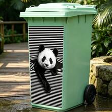 1件裝卡通動物圖案垃圾桶貼紙，14.57*32.28英吋，適用於戶外垃圾桶、牆面、廚房垃圾桶，居家裝飾，易於安裝，萬聖節、聖誕節裝飾，2D - 垃圾桶貼紙 - 查看 3