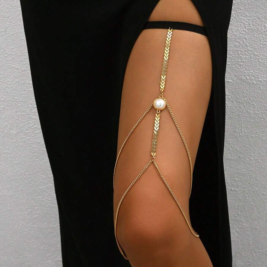 1 buah Rantai Kaki Logam Tipis Minimalis, Cincin Kaki Elastis Halus, Rantai Aksesori Kaki Wanita Gaya Seksi Kelas Atas - H0024 - View 1