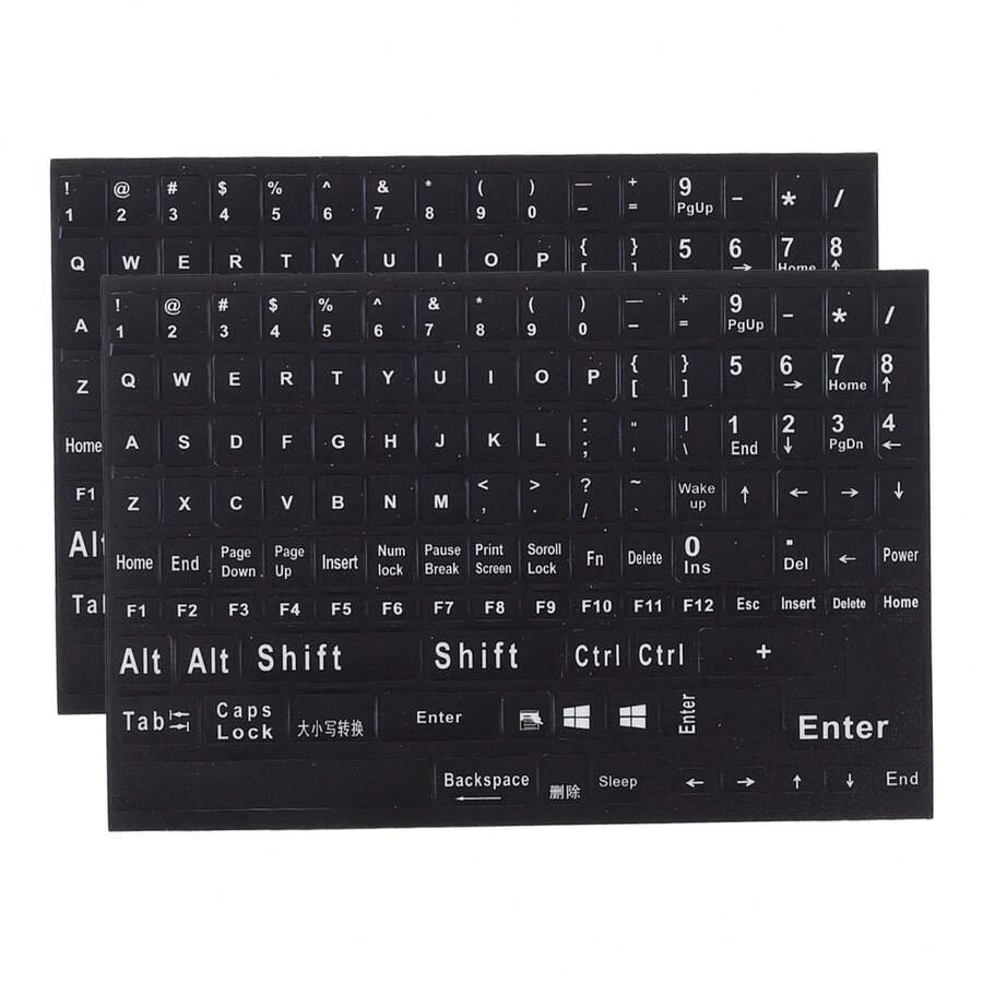 qialeduo 2 Packs QWERTY English Keyboard Letter Stickers, Self Adhesive PVC Key Decals For Notebook Desktop Keyboard - View 1
