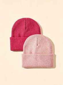 1pc/2pcs/3pcs Solid Color Children's Knitted Baby Hat, Suitable For 3-8 Years Old Boys And Girls, Autumn/Winter Outdoor Travel, Infant Warm Hat - Multicolor - View 7