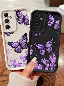1pc Third Eye Staircase Dark Night Star Moon Butterfly Print Pattern Phone Case, Rose Red Edge Leather Frame Shockproof Soft TPU Protective Cover, Compatible With GALAXY, HONOR, Phones - Black - View 4