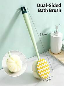 Double-Sided Bath Brush, Suitable For Body And Back Scrubbing (Long Handle, Soft Bristles) - Long Handle Bath Brush, Powerful Exfoliating Multi-Function Cleaning Brush, Soft Bristles, Non-Slip Handle, Suitable For Hard-To-Reach Areas - Multicolor - View 6