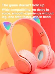 Reletech Wireless Headphones With Cartoon Earring Design, Stereo, Long Battery Life, Low Latency, Sweat-Resistant, Foldable - Baby Blue - View 6