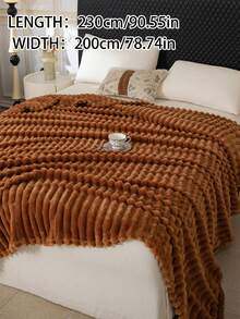 1pc Luxury Double-Sided Comfortable Striped Blanket, Soft & Warm, Suitable For Nap, Office, Camping, Sofa - Multi-Purpose Polyester Bed Sheet, Perfect Christmas Gift, Compressed Packaging, Lightweight & Elegant, Cloud-Like Touch - Mocha Brown - View 14