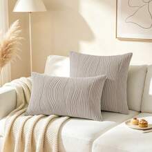 35/40/45/50 Multi-Size Jacquard Throw Pillow Cover Thicken Soft Spandex Backrest Cushion Cover Available For All Seasons Machine Washable Invisible Zipper Universal Square PillowCover - Light Grey - View 4
