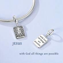 1pc Vintage Silver Jesus Cross Pendant Charm Suitable For Bracelet Necklace Keychain DIY Jewelry Making Unisex - Silver - View 2