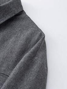 ANDREILEE 男士中性 Polo 領長袖襯衫 街頭休閒通勤 純色寬鬆上衣 春秋款 - 灰色 - 查看 9