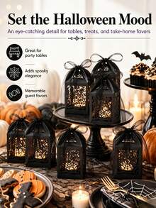 1/12 piezas Cajas de regalo de dulces de Halloween con cinta, estilo telaraña negra | Cajas de regalo de dulces de papel huecas de 2 pulgadas, adecuadas para recuerdos de boda gótica, recuerdos de fiesta, despedida de soltera y cumpleaños - Multicolor - Ver 4